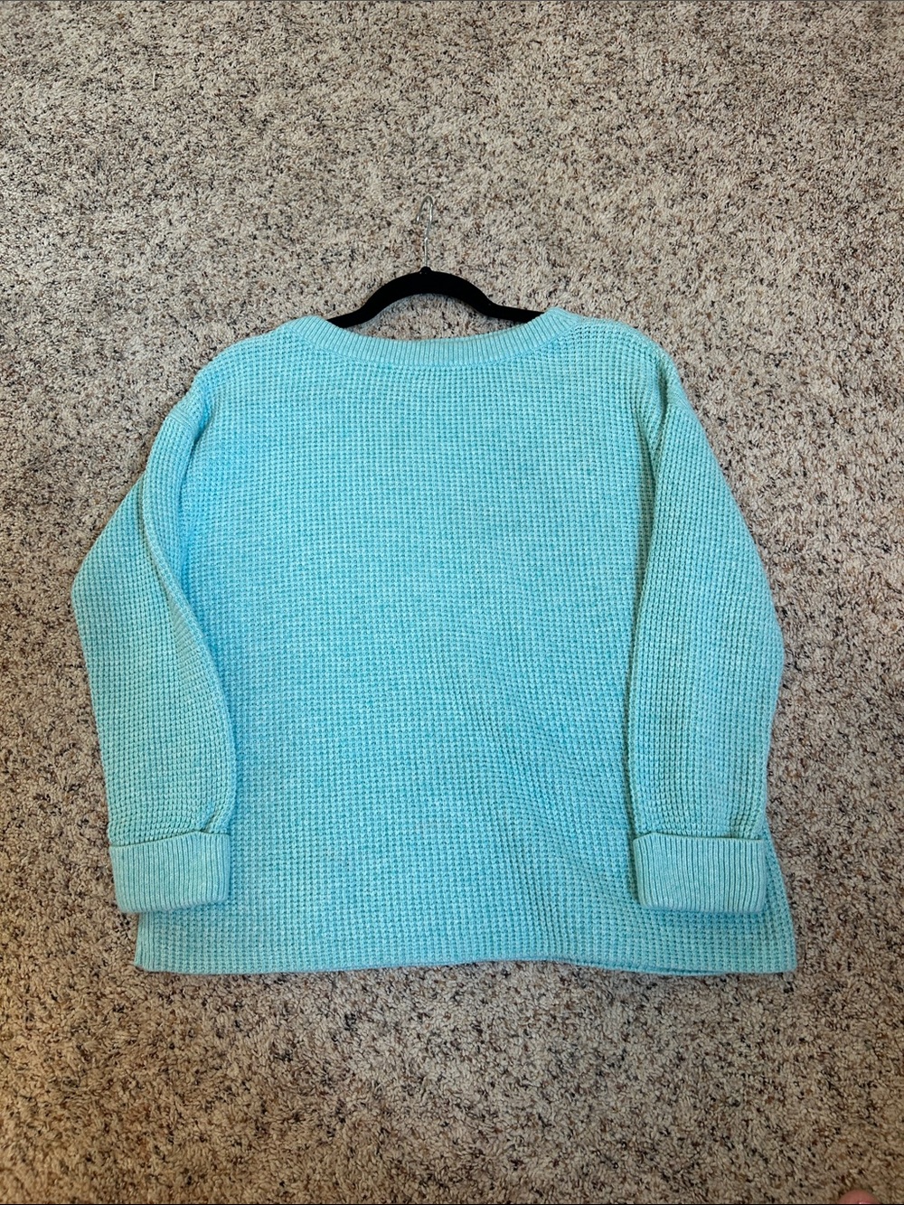 Talbots Mint Green Waffle Knit Crewneck Sweater